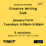 Dyslexia-Inclusive Creative Writing Club 11+yrs (January Term - 5 sessions)
